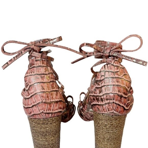 Anthropologie Miss Albright Ankle Wrap Strap Boho Sandals Blush Leather Size 6.5 - Picture 10 of 16